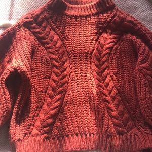 Red chunky knit sweater